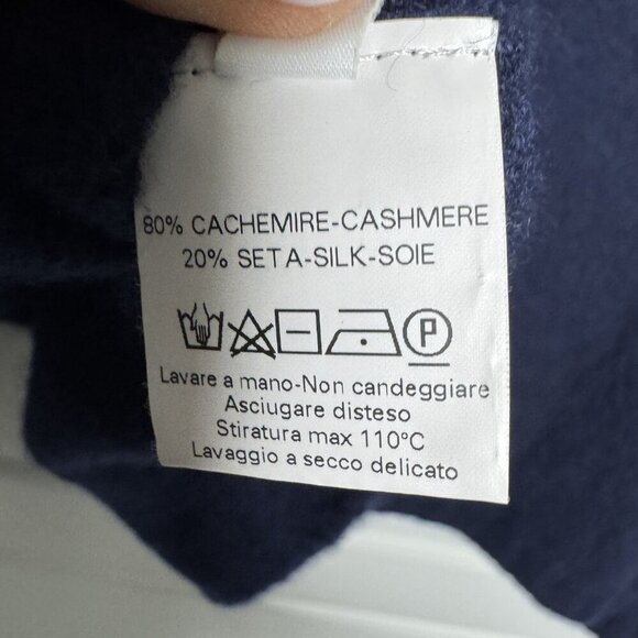 WLNS Wellness cashmere womens size XS cashmere sweater navy blue v-neck SOFT - Picture 6 of 8